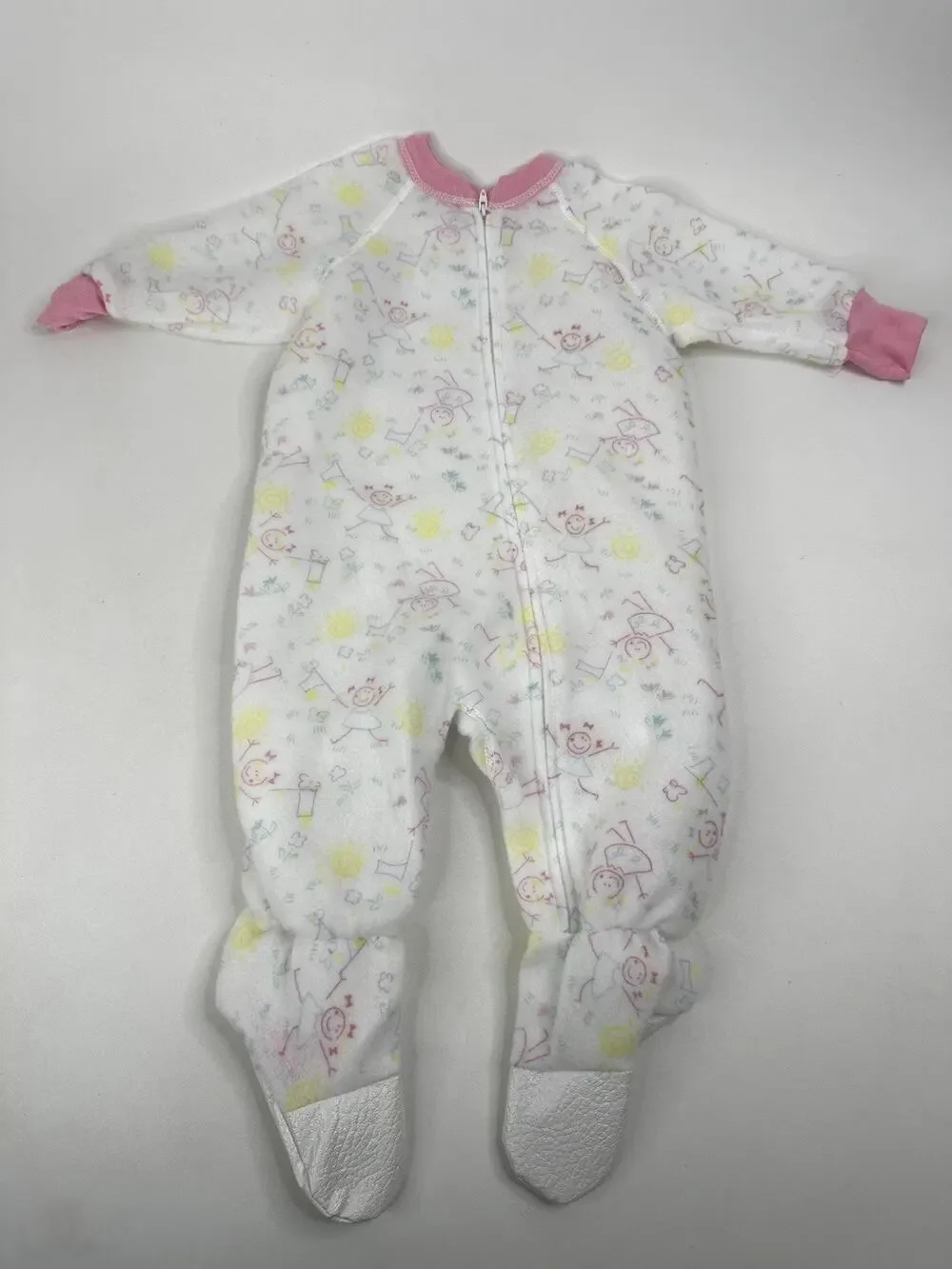 Vintage Dr. Denton Footy Pajamas Girls Size 2T One Piece PJs Crayon Drawing